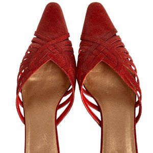 Chico's Red Leather Mules Size 10